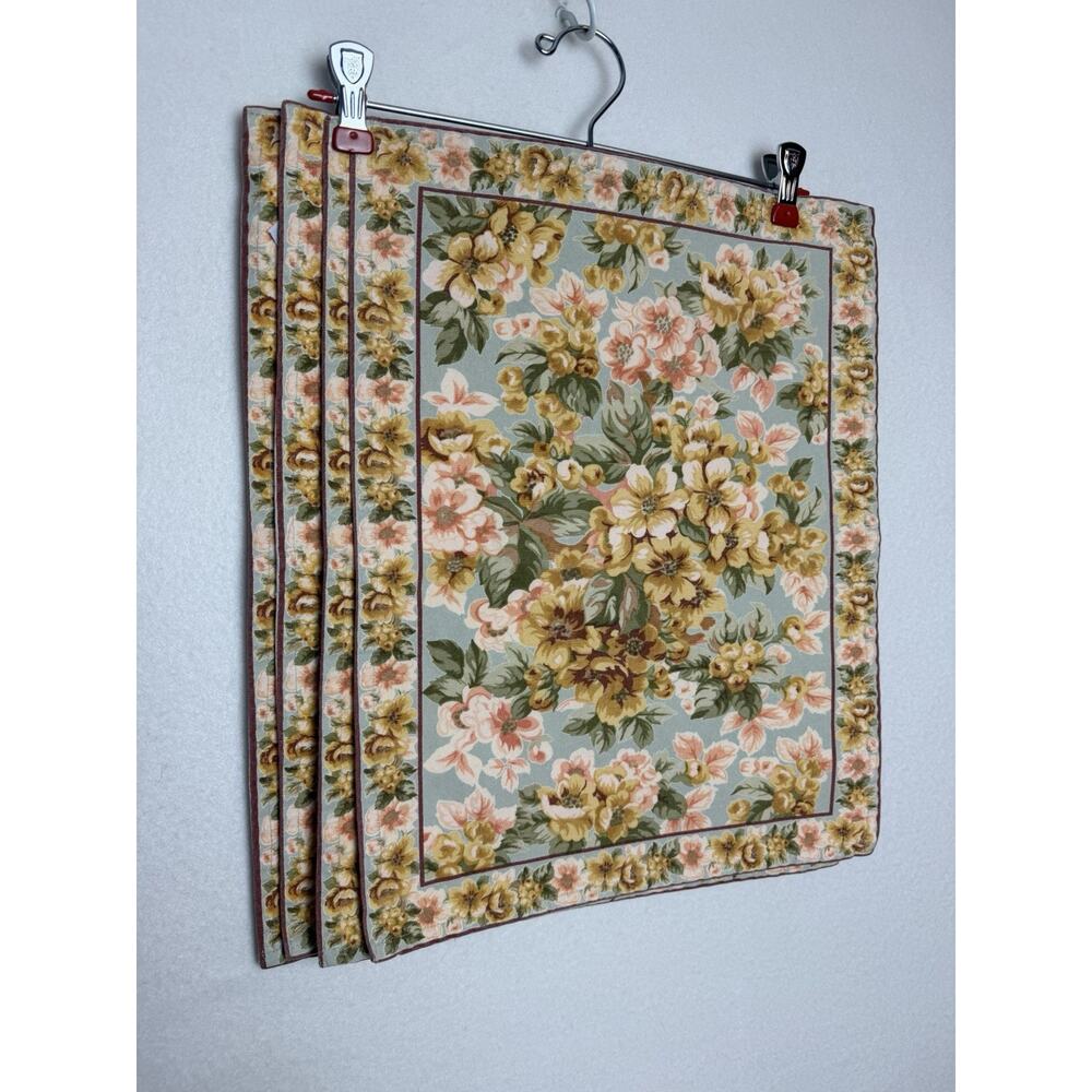 April Cornell Set of 4 Floral Cotton Placemats Cottage Country Farmhouse 17"x14"